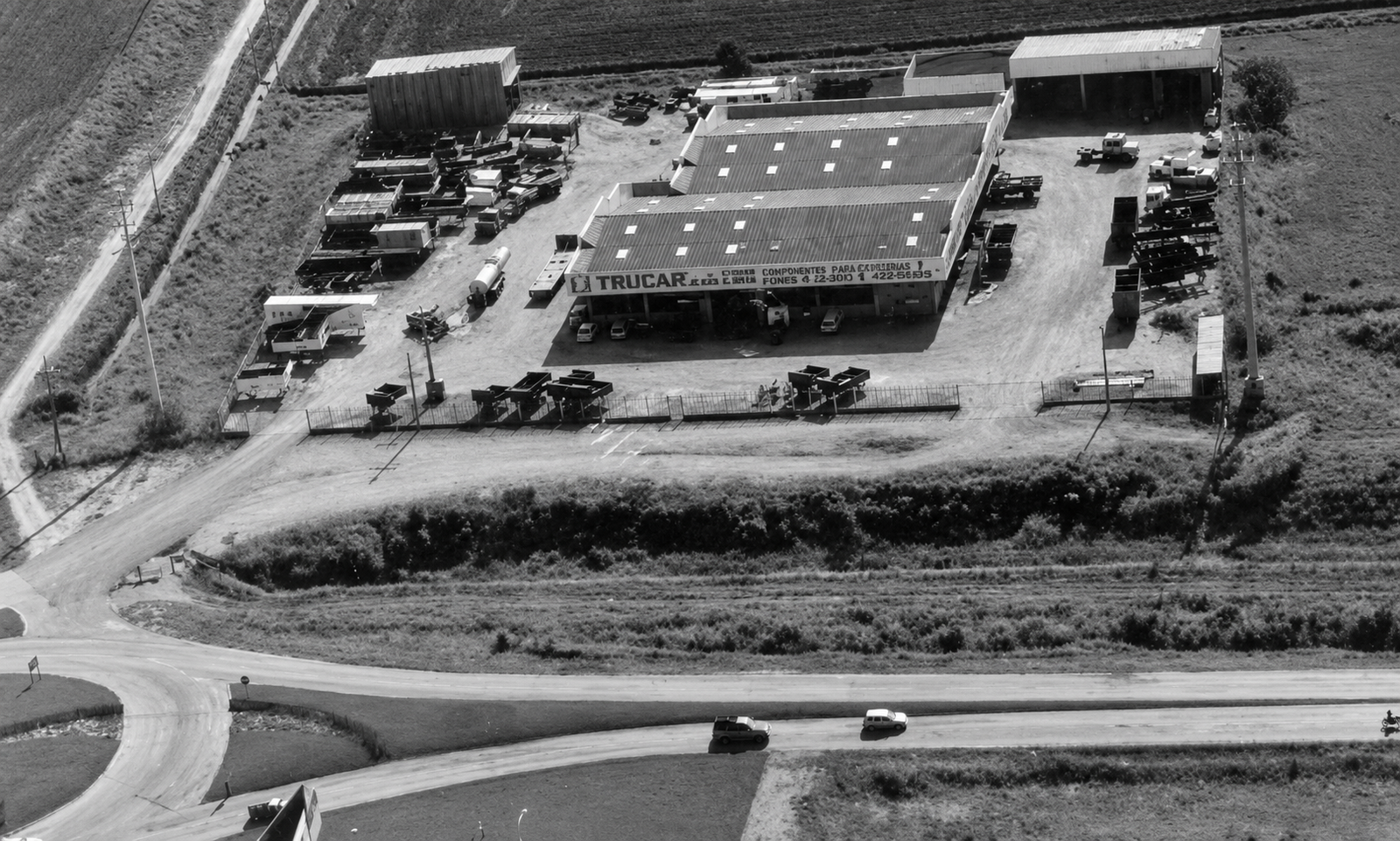 Vista aérea histórica da sede da Trucar Ferro e Aço
